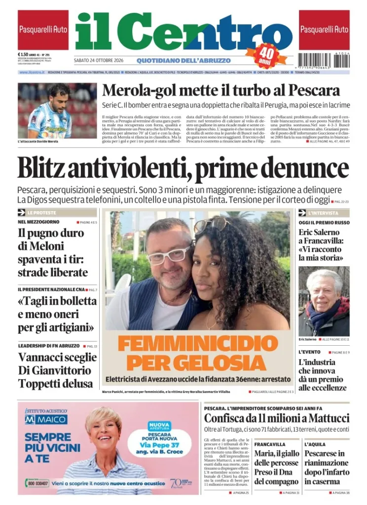 Prima-pagina-il centro-oggi-edizione-del-2026-10-24